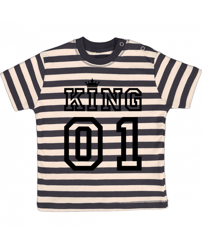 Camiseta Bebé a Rayas King 01 por tunetoo