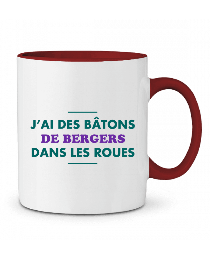 Mug bicolore J'ai des bâtons de bergers dans les roues tunetoo
