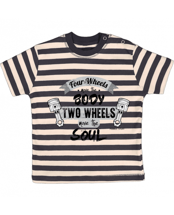 Camiseta Bebé a Rayas Moto Wheels Life por Original t-shirt