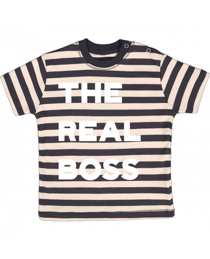 T-shirt baby with stripes The real boss by Original t-shirt