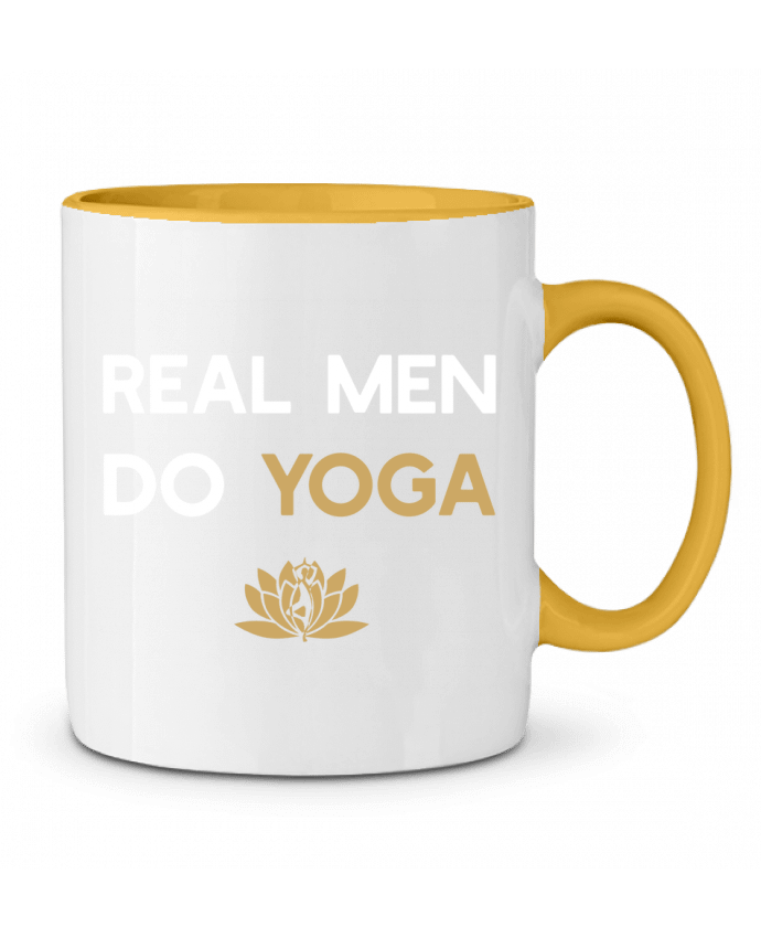 Mug bicolore Real men do yoga Original t-shirt