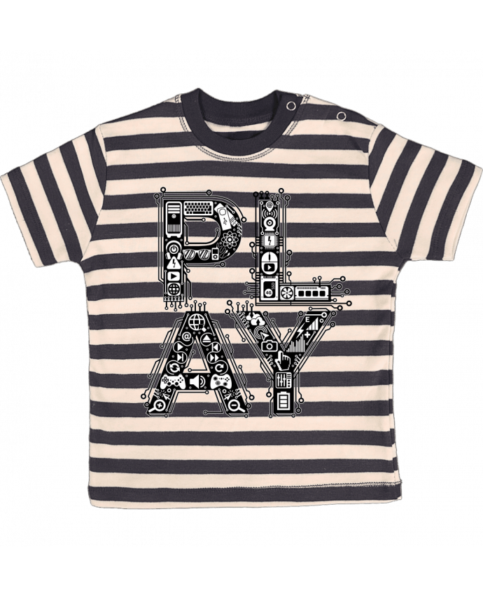 Tee-shirt bébé à rayures Play typo gamer par Original t-shirt
