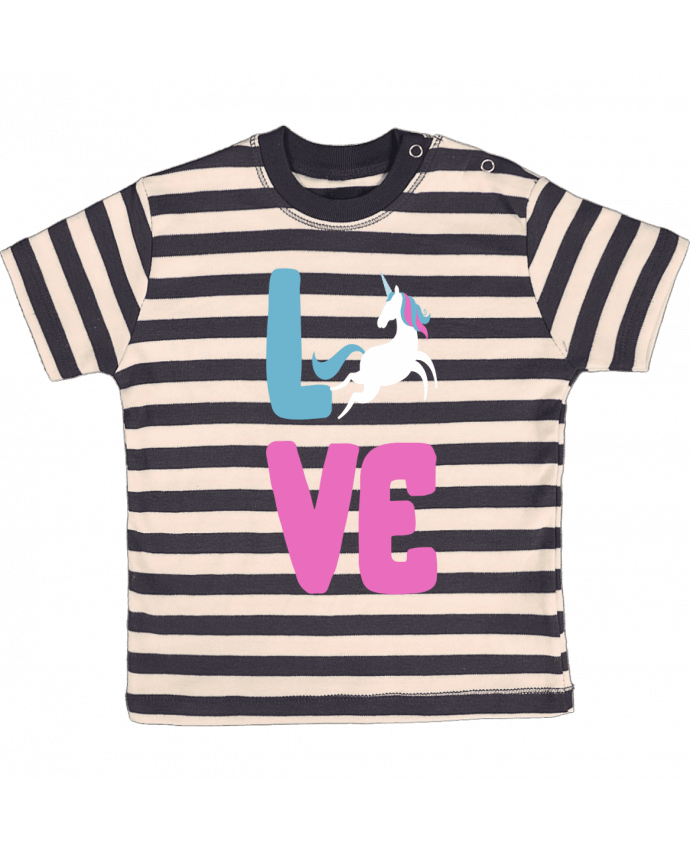Camiseta Bebé a Rayas Unicorn love por Original t-shirt