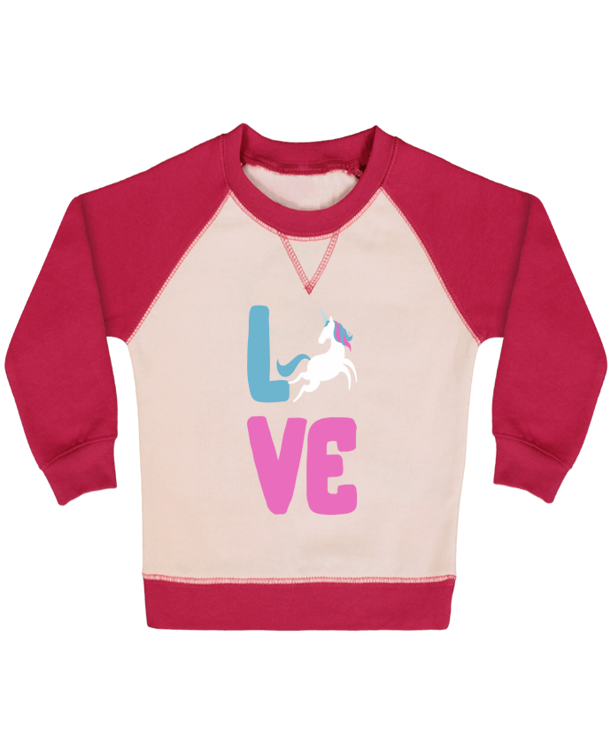 Sweatshirt Baby crew-neck sleeves contrast raglan Unicorn love by Original t-shirt