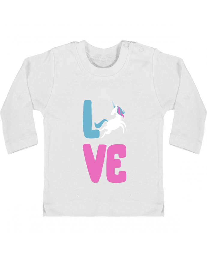 Baby T-shirt with press-studs long sleeve Unicorn love manches longues du designer Original t-shirt