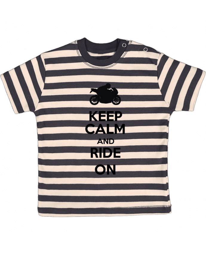 Camiseta Bebé a Rayas Keep calm Moto por Original t-shirt