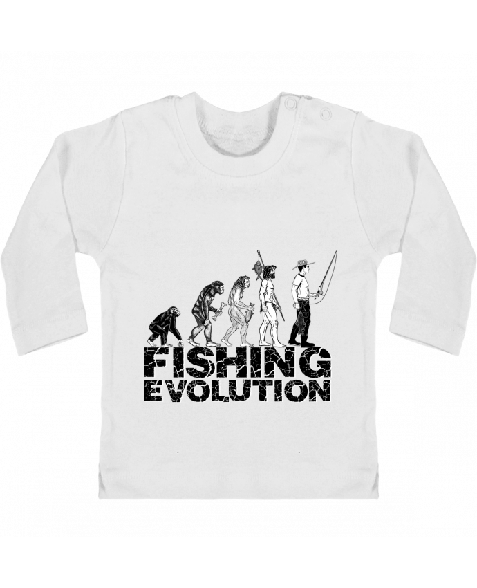 Baby T-shirt with press-studs long sleeve Fishing evolution manches longues du designer Original t-shirt