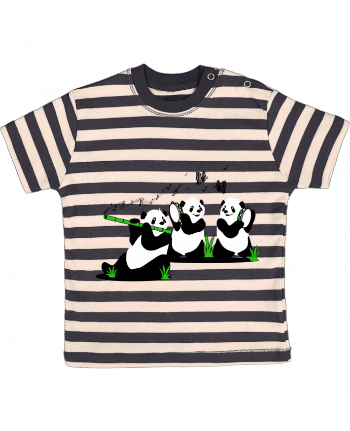 T-shirt baby with stripes panda's band by CoeurDeChoux