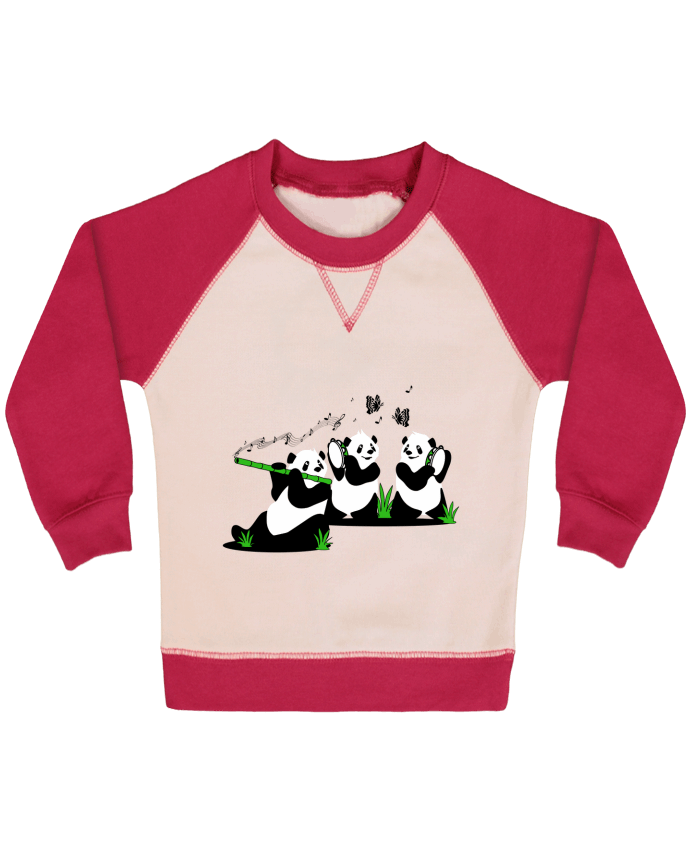 Sweatshirt Baby crew-neck sleeves contrast raglan panda's band by CoeurDeChoux