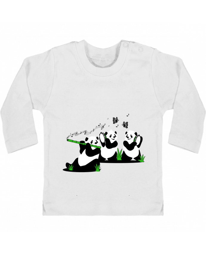 Camiseta Bebé Manga Larga con Botones  panda's band manches longues du designer CoeurDeChoux