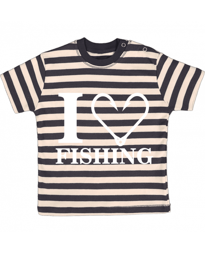 T-shirt baby with stripes I love fishing by Original t-shirt