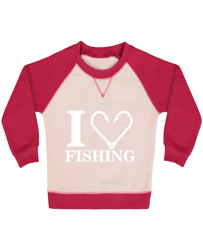 Sweat bébé manches contrastée I love fishing par Original t-shirt