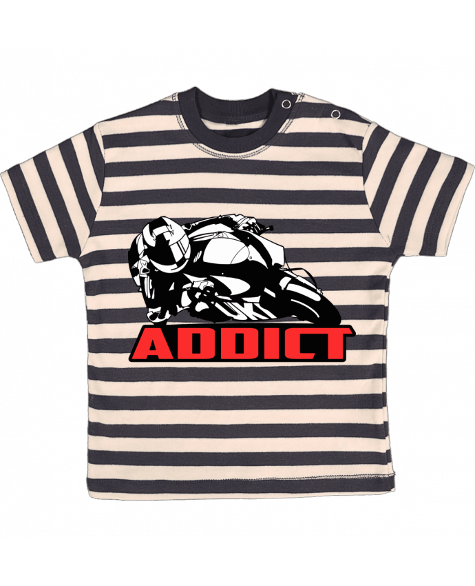 Camiseta Bebé a Rayas Moto addict por Original t-shirt