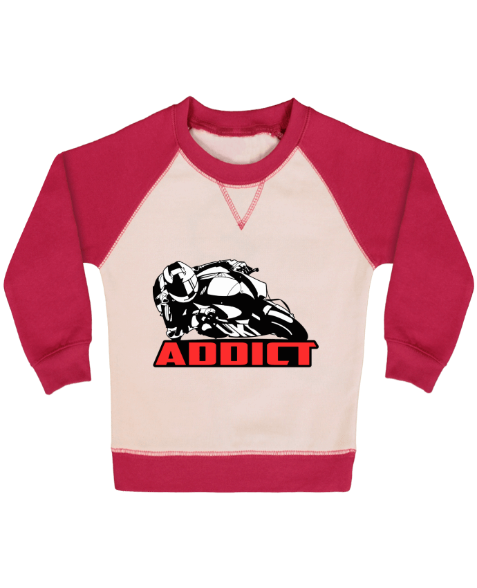 Sweat bébé manches contrastée Moto addict par Original t-shirt