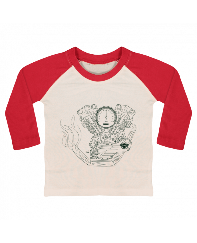 Camiseta Bebé Béisbol Manga Larga Moto Engine por Original t-shirt