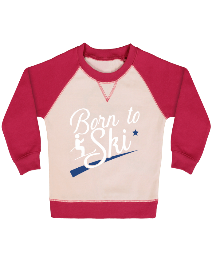 Sweat bébé manches contrastée Born to ski par Original t-shirt