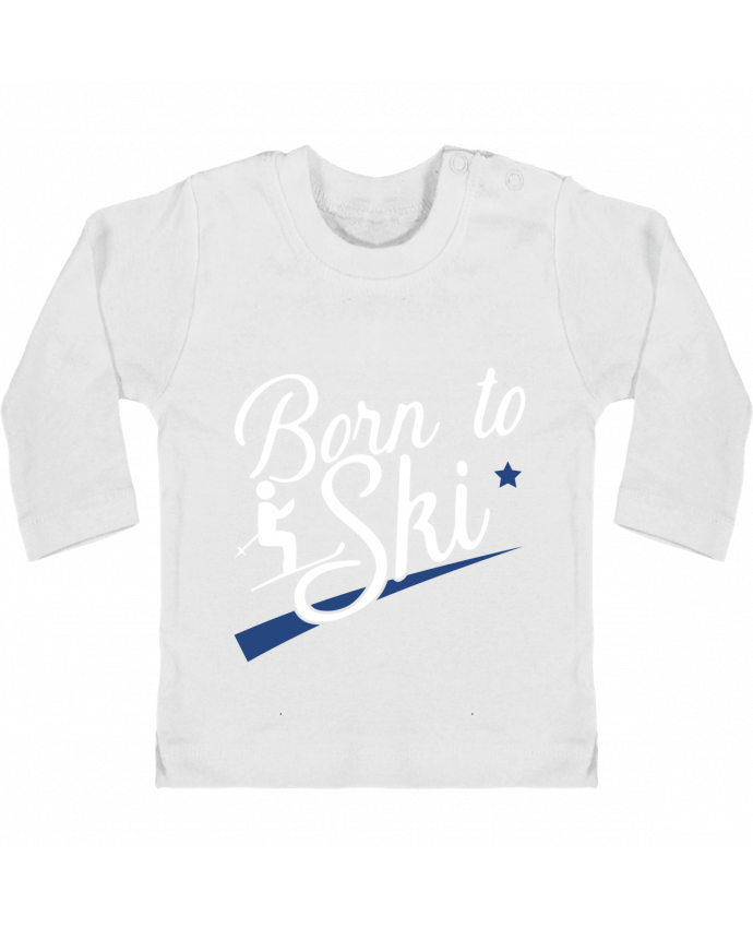 Baby T-shirt with press-studs long sleeve Born to ski manches longues du designer Original t-shirt