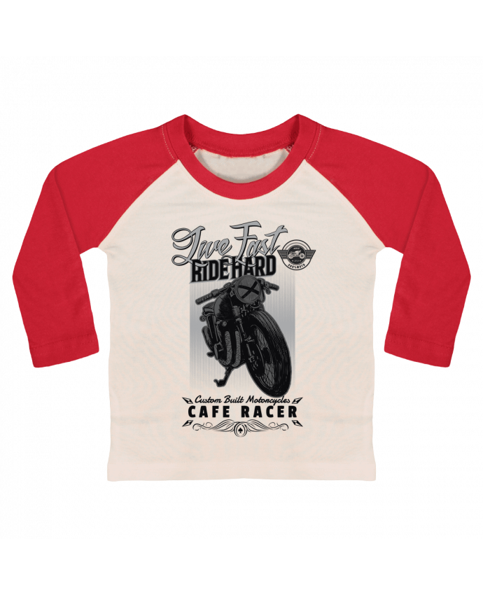 Tee-shirt Bébé Baseball ML Ride hard moto design par Original t-shirt