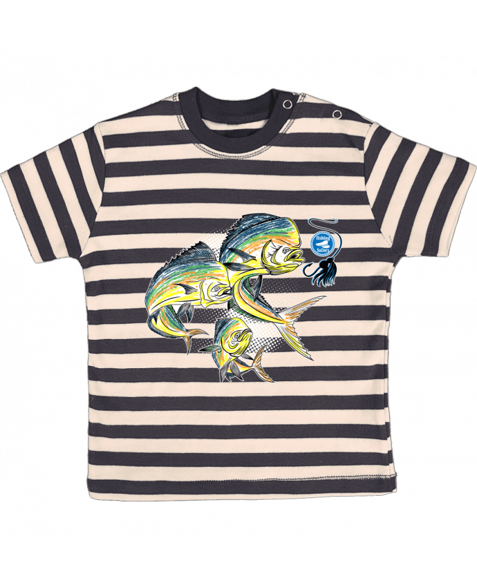 Tee-shirt bébé à rayures Awesome Fish par Original t-shirt