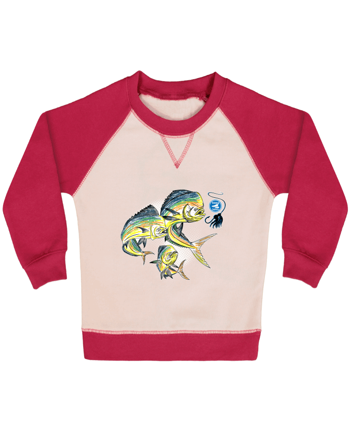 Sweat bébé manches contrastée Awesome Fish par Original t-shirt