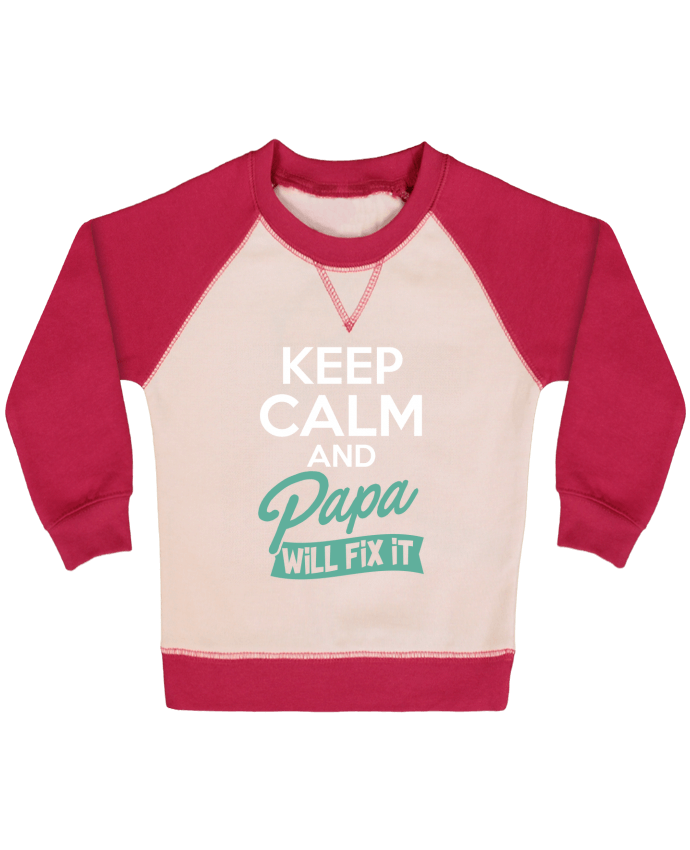 Sweat bébé manches contrastée Keep calm Papa par Original t-shirt