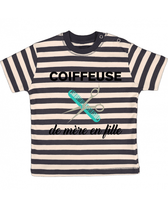 T-shirt baby with stripes Coiffeuse de mère en fille by tunetoo