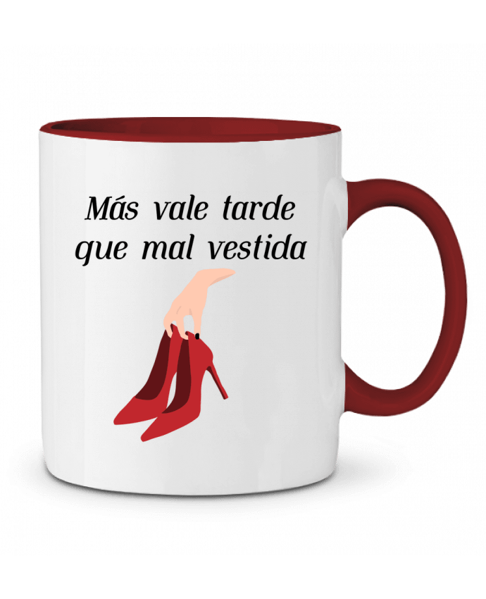 Taza Cerámica Bicolor Más vale tarde que mal vestida tunetoo