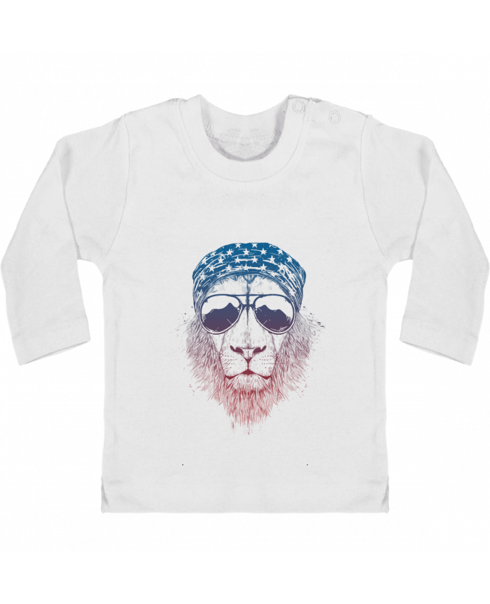 Camiseta Bebé Manga Larga con Botones  Wild lion manches longues du designer Balàzs Solti