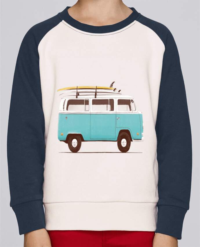 Sweatshirt Kids Round Neck Stanley Mini Contrast Blue van by Florent Bodart