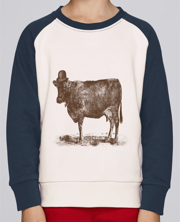 Sweatshirt Kids Round Neck Stanley Mini Contrast Cow Cow Nut by Florent Bodart