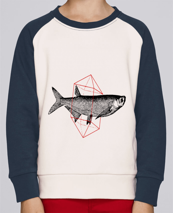 Sweatshirt Kids Round Neck Stanley Mini Contrast Fish in geometrics by Florent Bodart