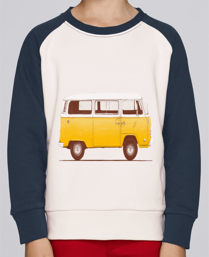 Sweatshirt Kids Round Neck Stanley Mini Contrast Yellow Van by Florent Bodart