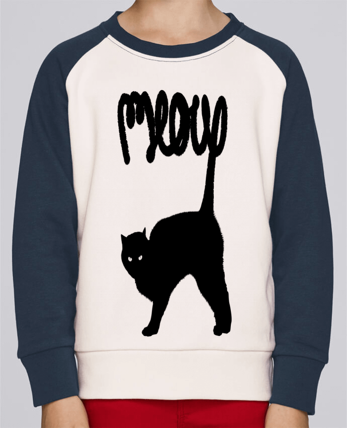 Sweatshirt Kids Round Neck Stanley Mini Contrast Meow by Florent Bodart