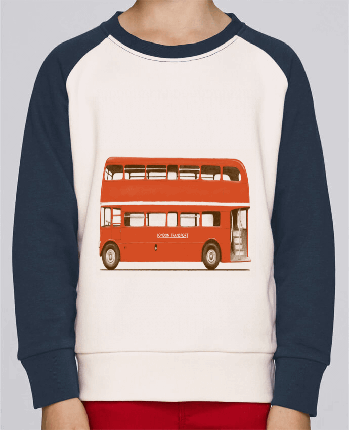 Sweatshirt Kids Round Neck Stanley Mini Contrast Red London Bus by Florent Bodart