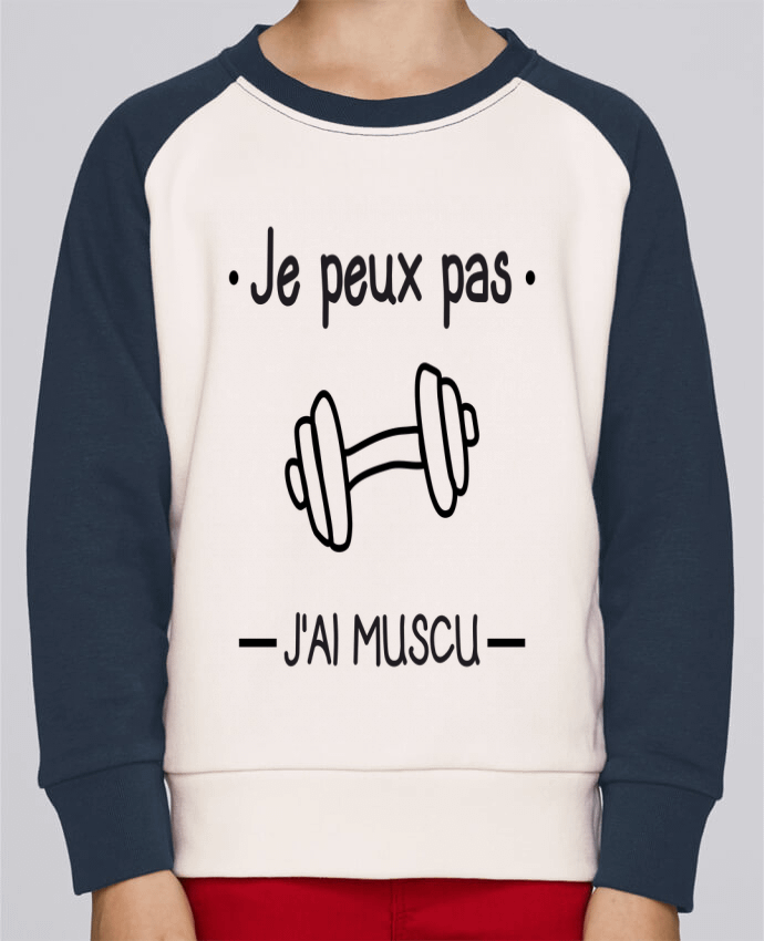 Sweatshirt Kids Round Neck Stanley Mini Contrast Je peux pas j'ai muscu, musculation by Benichan