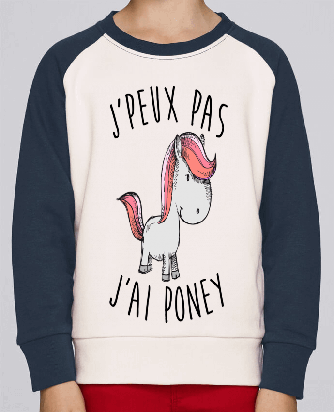 Sweatshirt Kids Round Neck Stanley Mini Contrast Je peux pas j'ai poney by FRENCHUP-MAYO