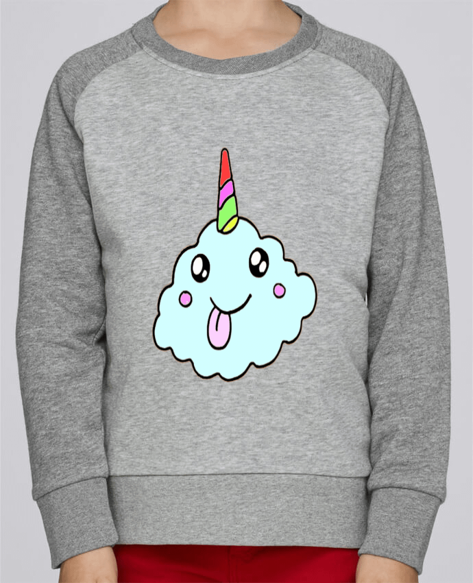 Sweatshirt Kids Round Neck Stanley Mini Contrast Licorne nuage by franatixx