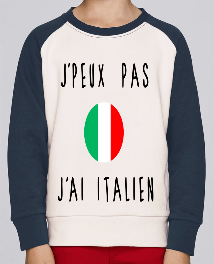Sweatshirt Kids Round Neck Stanley Mini Contrast J'peux pas j'ai italien by Les Caprices de Filles