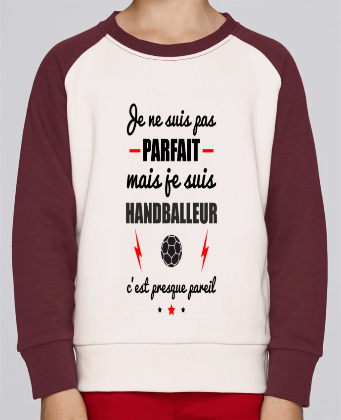 Sweatshirt Kids Round Neck Stanley Mini Contrast Je ne suis pas byfait mais je suis handballeur c'est presque byeil by Beni