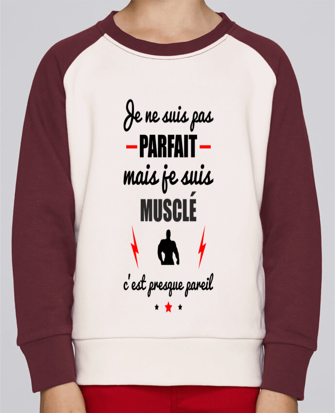 Sudadera Cuello Redondo Manga en Contraste Niño Mini Scouts Contraste Je ne suis pas porfait mais je suis musclé c'est presque poreil por Benichan