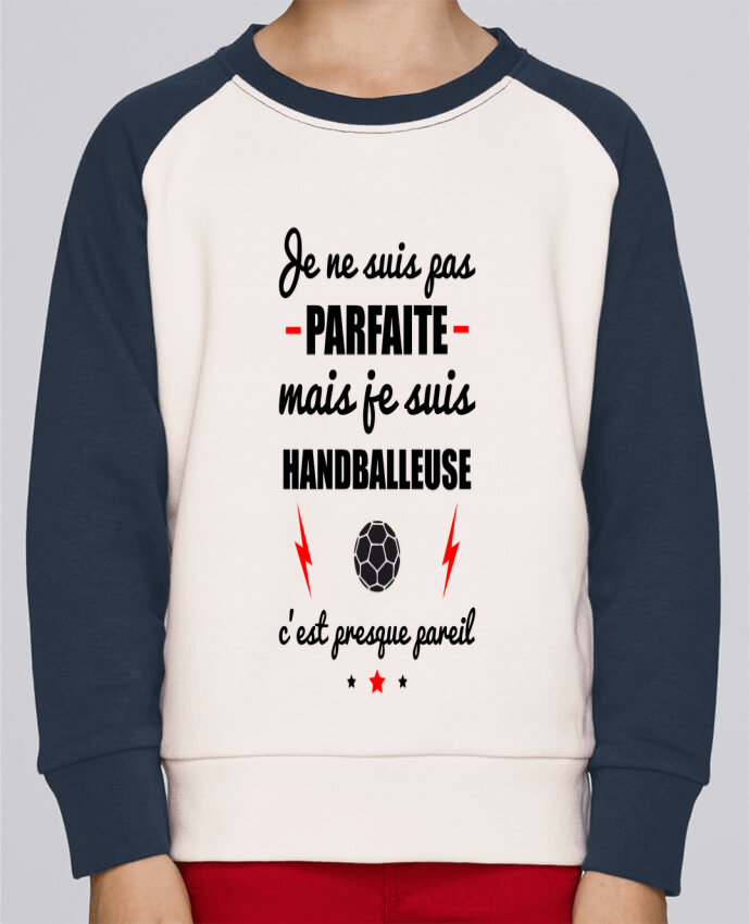 Sweatshirt Kids Round Neck Stanley Mini Contrast Je ne suis pas byfaite mais je suis handballeuse c'est presque byeil by Be