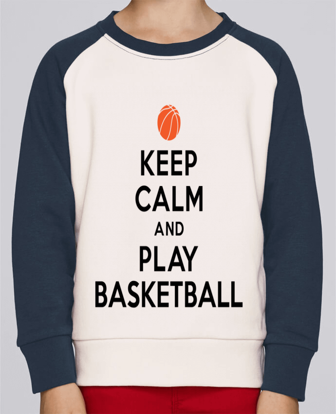 Sweatshirt Kids Round Neck Stanley Mini Contrast Keep Calm And Play Basketball by Freeyourshirt.com