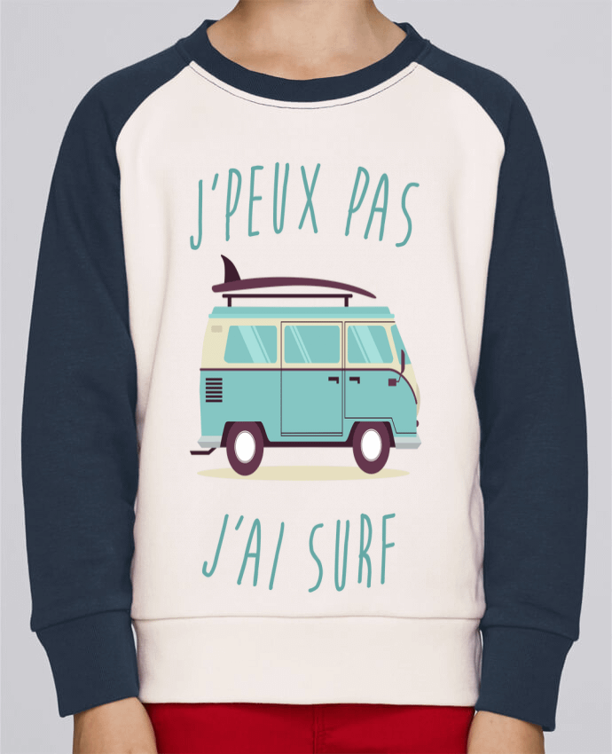 Sweatshirt Kids Round Neck Stanley Mini Contrast Je peux pas j'ai surf by FRENCHUP-MAYO