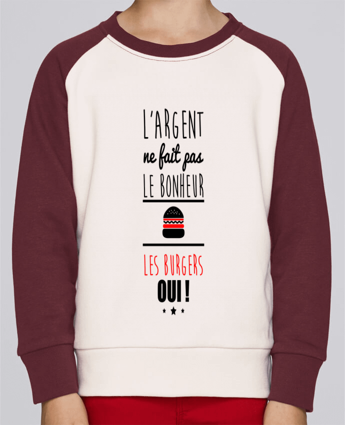 Sweatshirt Kids Round Neck Stanley Mini Contrast L'argent ne fait pas le bonheur les burgers oui ! by Benichan