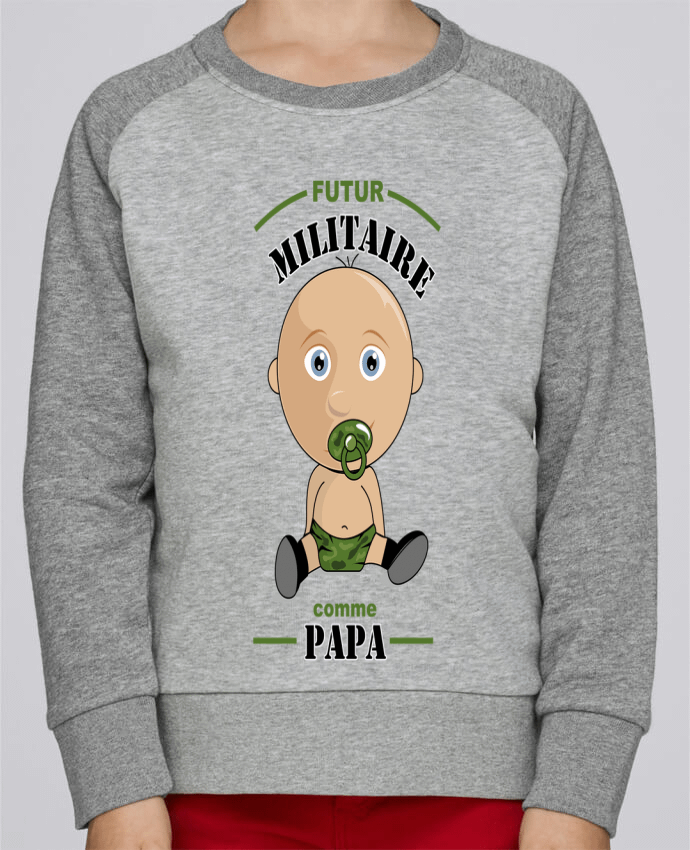 Sweatshirt Kids Round Neck Stanley Mini Contrast Futur militaire comme papa by GraphiCK-Kids