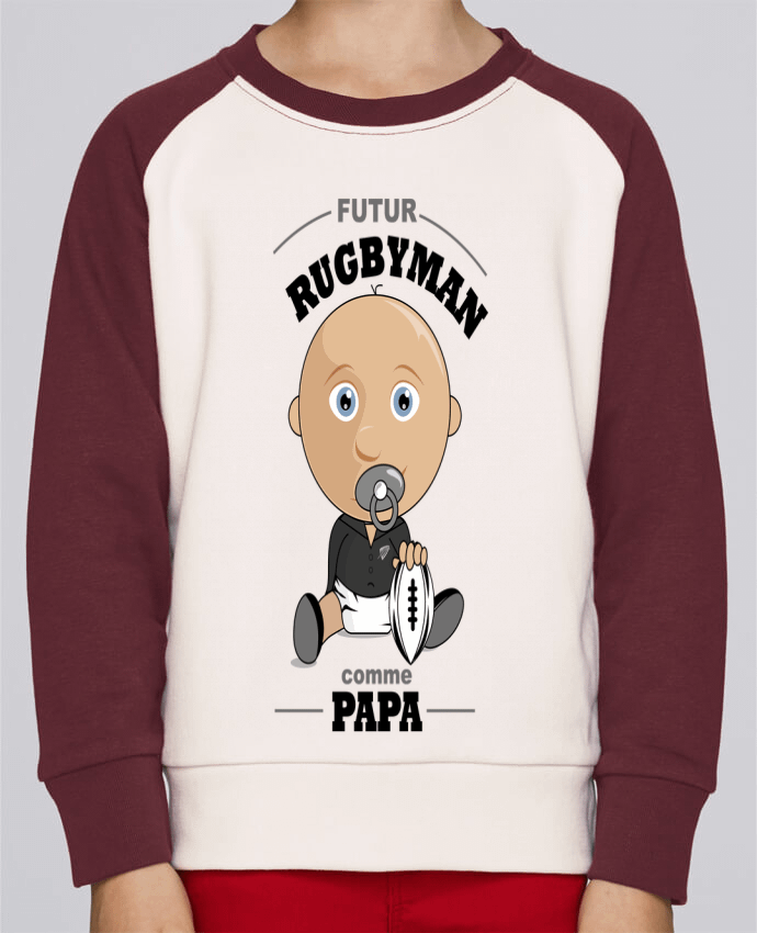 Sweatshirt Kids Round Neck Stanley Mini Contrast Futur rugbyman comme papa by GraphiCK-Kids