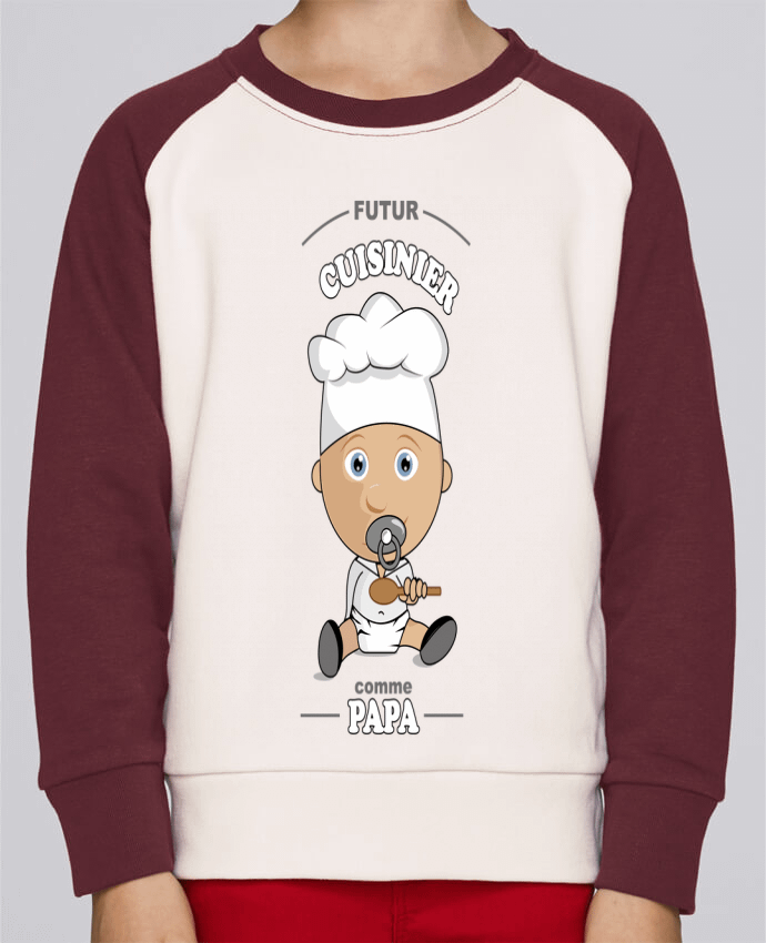 Sweatshirt Kids Round Neck Stanley Mini Contrast Futur cuisinier comme papa by GraphiCK-Kids