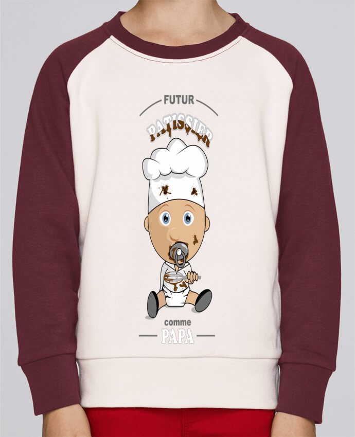 Sweatshirt Kids Round Neck Stanley Mini Contrast Futur pâtissier comme papa by GraphiCK-Kids