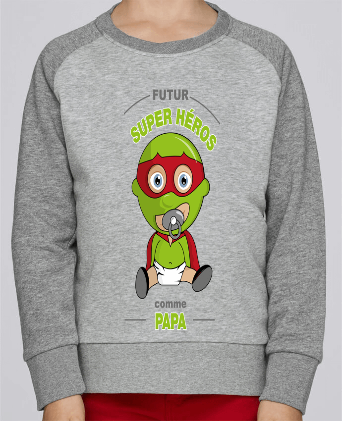 Sweatshirt Kids Round Neck Stanley Mini Contrast Futur Super Héros comme papa by GraphiCK-Kids