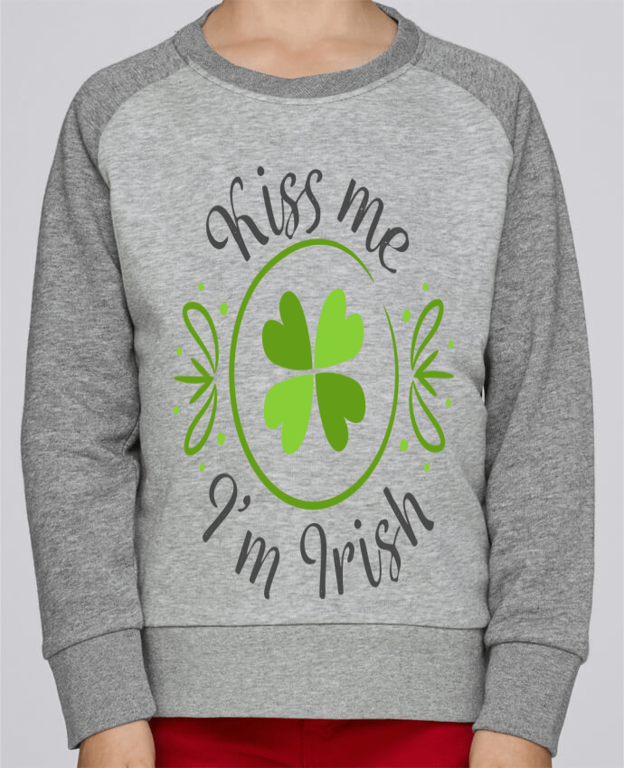 Sweatshirt Kids Round Neck Stanley Mini Contrast Kiss me I'm Irish by tunetoo